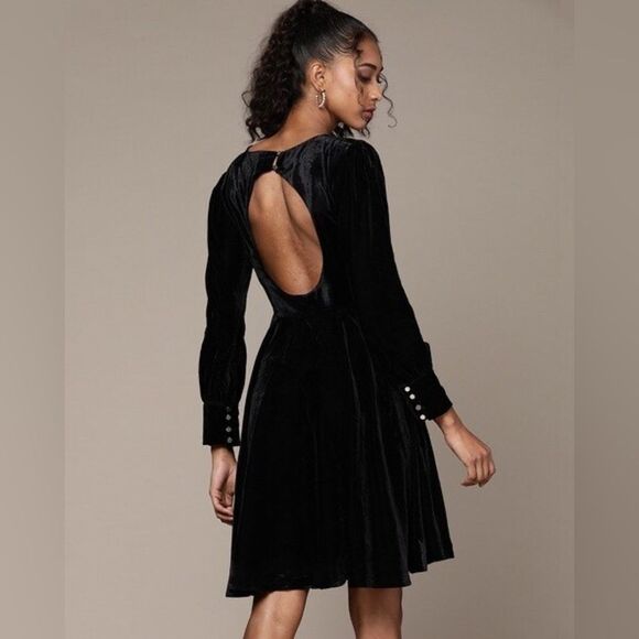 LABEL RITU KUMAR Caroline Flared Dress with Embroidered Yoke in Black M NWT - Picture 4 of 16